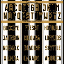 Laden Sie das Bild in den Galerie-Viewer, Custom Black White-Old Gold Line Sublimation Soccer Uniform Jersey