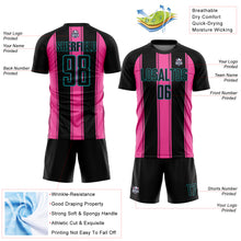 Laden Sie das Bild in den Galerie-Viewer, Custom Black Pink-Teal Line Sublimation Soccer Uniform Jersey
