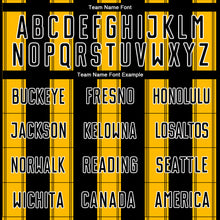 Laden Sie das Bild in den Galerie-Viewer, Custom Black Gold-White Line Sublimation Soccer Uniform Jersey