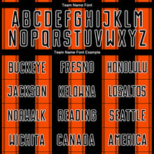 Laden Sie das Bild in den Galerie-Viewer, Custom Black Orange-White Line Sublimation Soccer Uniform Jersey