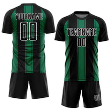 Laden Sie das Bild in den Galerie-Viewer, Custom Black Kelly Green-White Line Sublimation Soccer Uniform Jersey