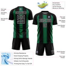 Laden Sie das Bild in den Galerie-Viewer, Custom Black Kelly Green-White Line Sublimation Soccer Uniform Jersey
