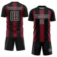 Laden Sie das Bild in den Galerie-Viewer, Custom Black Crimson-White Line Sublimation Soccer Uniform Jersey