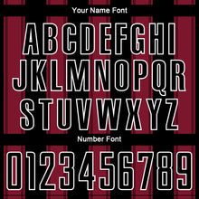 Laden Sie das Bild in den Galerie-Viewer, Custom Black Crimson-White Line Sublimation Soccer Uniform Jersey