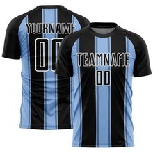 Charger l'image dans la galerie, Custom Black Light Blue-White Line Sublimation Soccer Uniform Jersey