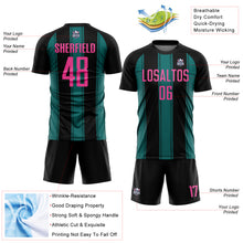Laden Sie das Bild in den Galerie-Viewer, Custom Black Pink-Teal Line Sublimation Soccer Uniform Jersey