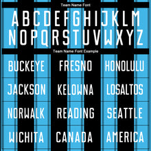 Laden Sie das Bild in den Galerie-Viewer, Custom Black White-Sky Blue Line Sublimation Soccer Uniform Jersey