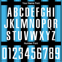 Laden Sie das Bild in den Galerie-Viewer, Custom Black White-Sky Blue Line Sublimation Soccer Uniform Jersey