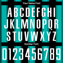 Laden Sie das Bild in den Galerie-Viewer, Custom Black White-Aqua Line Sublimation Soccer Uniform Jersey