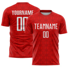 Загрузить изображение в средство просмотра галереи, Custom Red White Geometric Shapes Sublimation Soccer Uniform Jersey