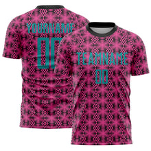 Charger l'image dans la galerie, Custom Pink Teal-Black Geometric Shapes Sublimation Soccer Uniform Jersey