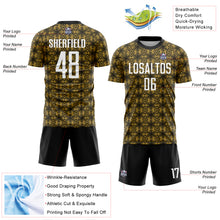 Загрузить изображение в средство просмотра галереи, Custom Old Gold White-Black Geometric Shapes Sublimation Soccer Uniform Jersey