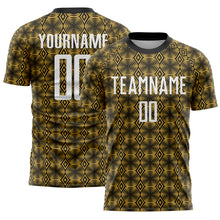 Загрузить изображение в средство просмотра галереи, Custom Old Gold White-Black Geometric Shapes Sublimation Soccer Uniform Jersey