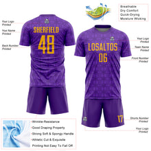 Загрузить изображение в средство просмотра галереи, Custom Purple Gold Geometric Shapes Sublimation Soccer Uniform Jersey