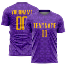 Загрузить изображение в средство просмотра галереи, Custom Purple Gold Geometric Shapes Sublimation Soccer Uniform Jersey
