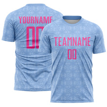 Charger l'image dans la galerie, Custom Light Blue Pink Geometric Shapes Sublimation Soccer Uniform Jersey