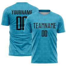 Laden Sie das Bild in den Galerie-Viewer, Custom Panther Blue Black Geometric Shapes Sublimation Soccer Uniform Jersey