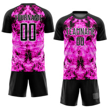 Charger l'image dans la galerie, Custom Black Pink-White Flame Sublimation Soccer Uniform Jersey