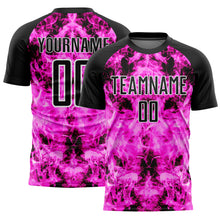 Charger l'image dans la galerie, Custom Black Pink-White Flame Sublimation Soccer Uniform Jersey