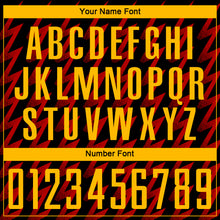 Laden Sie das Bild in den Galerie-Viewer, Custom Black Gold-Red Zigzag Shape Sublimation Soccer Uniform Jersey