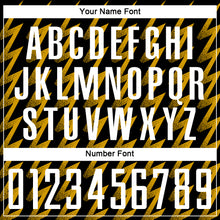 Laden Sie das Bild in den Galerie-Viewer, Custom Black White-Gold Zigzag Shape Sublimation Soccer Uniform Jersey