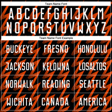 Laden Sie das Bild in den Galerie-Viewer, Custom Black White-Orange Zigzag Shape Sublimation Soccer Uniform Jersey