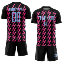 Charger l'image dans la galerie, Custom Black Light Blue-Pink Zigzag Shape Sublimation Soccer Uniform Jersey