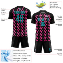 Laden Sie das Bild in den Galerie-Viewer, Custom Black Teal-Pink Zigzag Shape Sublimation Soccer Uniform Jersey