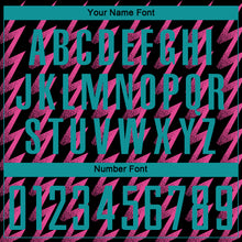 Laden Sie das Bild in den Galerie-Viewer, Custom Black Teal-Pink Zigzag Shape Sublimation Soccer Uniform Jersey