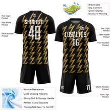 Laden Sie das Bild in den Galerie-Viewer, Custom Black White-Old Gold Zigzag Shape Sublimation Soccer Uniform Jersey