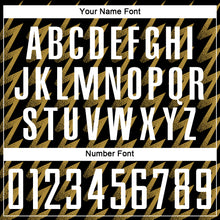 Laden Sie das Bild in den Galerie-Viewer, Custom Black White-Old Gold Zigzag Shape Sublimation Soccer Uniform Jersey