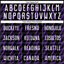 Laden Sie das Bild in den Galerie-Viewer, Custom Black White-Purple Zigzag Shape Sublimation Soccer Uniform Jersey