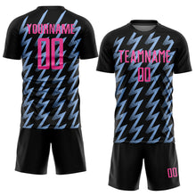 Laden Sie das Bild in den Galerie-Viewer, Custom Black Pink-Light Blue Zigzag Shape Sublimation Soccer Uniform Jersey