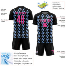 Laden Sie das Bild in den Galerie-Viewer, Custom Black Pink-Light Blue Zigzag Shape Sublimation Soccer Uniform Jersey