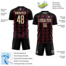 Laden Sie das Bild in den Galerie-Viewer, Custom Black Cream-Crimson Zigzag Shape Sublimation Soccer Uniform Jersey