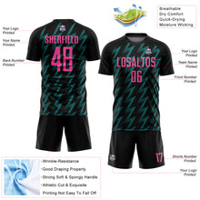 Laden Sie das Bild in den Galerie-Viewer, Custom Black Pink-Teal Zigzag Shape Sublimation Soccer Uniform Jersey