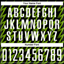 Laden Sie das Bild in den Galerie-Viewer, Custom Black White-Neon Green Zigzag Shape Sublimation Soccer Uniform Jersey