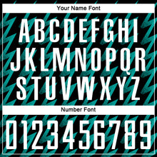 Laden Sie das Bild in den Galerie-Viewer, Custom Black White-Aqua Zigzag Shape Sublimation Soccer Uniform Jersey