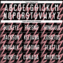 Laden Sie das Bild in den Galerie-Viewer, Custom Black White-Medium Pink Zigzag Shape Sublimation Soccer Uniform Jersey