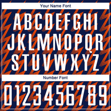 Load image into Gallery viewer, Custom Navy White-Orange Zigzag Shape Sublimation Soccer Uniform Jersey