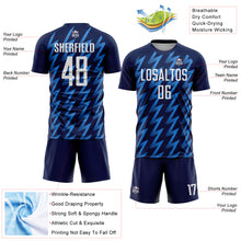 Laden Sie das Bild in den Galerie-Viewer, Custom Navy White-Powder Blue Zigzag Shape Sublimation Soccer Uniform Jersey