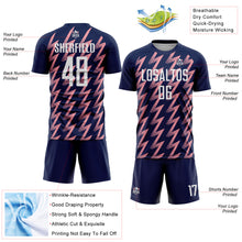 Load image into Gallery viewer, Custom Navy White-Medium Pink Zigzag Shape Sublimation Soccer Uniform Jersey