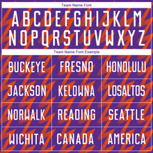 Load image into Gallery viewer, Custom Purple White-Orange Zigzag Shape Sublimation Soccer Uniform Jersey