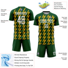 Load image into Gallery viewer, Custom Green White-Gold Zigzag Shape Sublimation Soccer Uniform Jersey