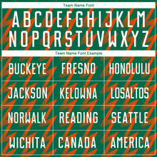 Load image into Gallery viewer, Custom Kelly Green White-Orange Zigzag Shape Sublimation Soccer Uniform Jersey