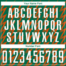 Load image into Gallery viewer, Custom Kelly Green White-Orange Zigzag Shape Sublimation Soccer Uniform Jersey