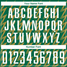 Load image into Gallery viewer, Custom Kelly Green White-Old Gold Zigzag Shape Sublimation Soccer Uniform Jersey