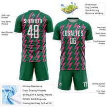 Load image into Gallery viewer, Custom Kelly Green White-Pink Zigzag Shape Sublimation Soccer Uniform Jersey