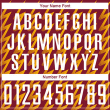 Загрузить изображение в средство просмотра галереи, Custom Crimson White-Gold Zigzag Shape Sublimation Soccer Uniform Jersey