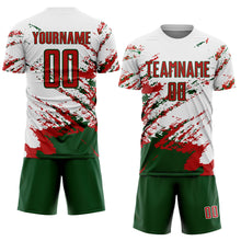 Laden Sie das Bild in den Galerie-Viewer, Custom White Red-Green Abstract Fragment Art Splash Sublimation Soccer Uniform Jersey